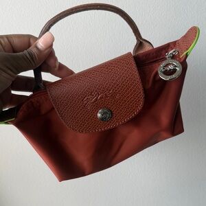 Longchamp Brown Mini Bag with Silver Accents
